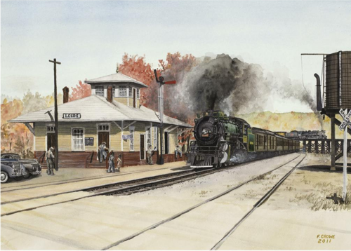 Frank Crowe painting of the Leeds Depot